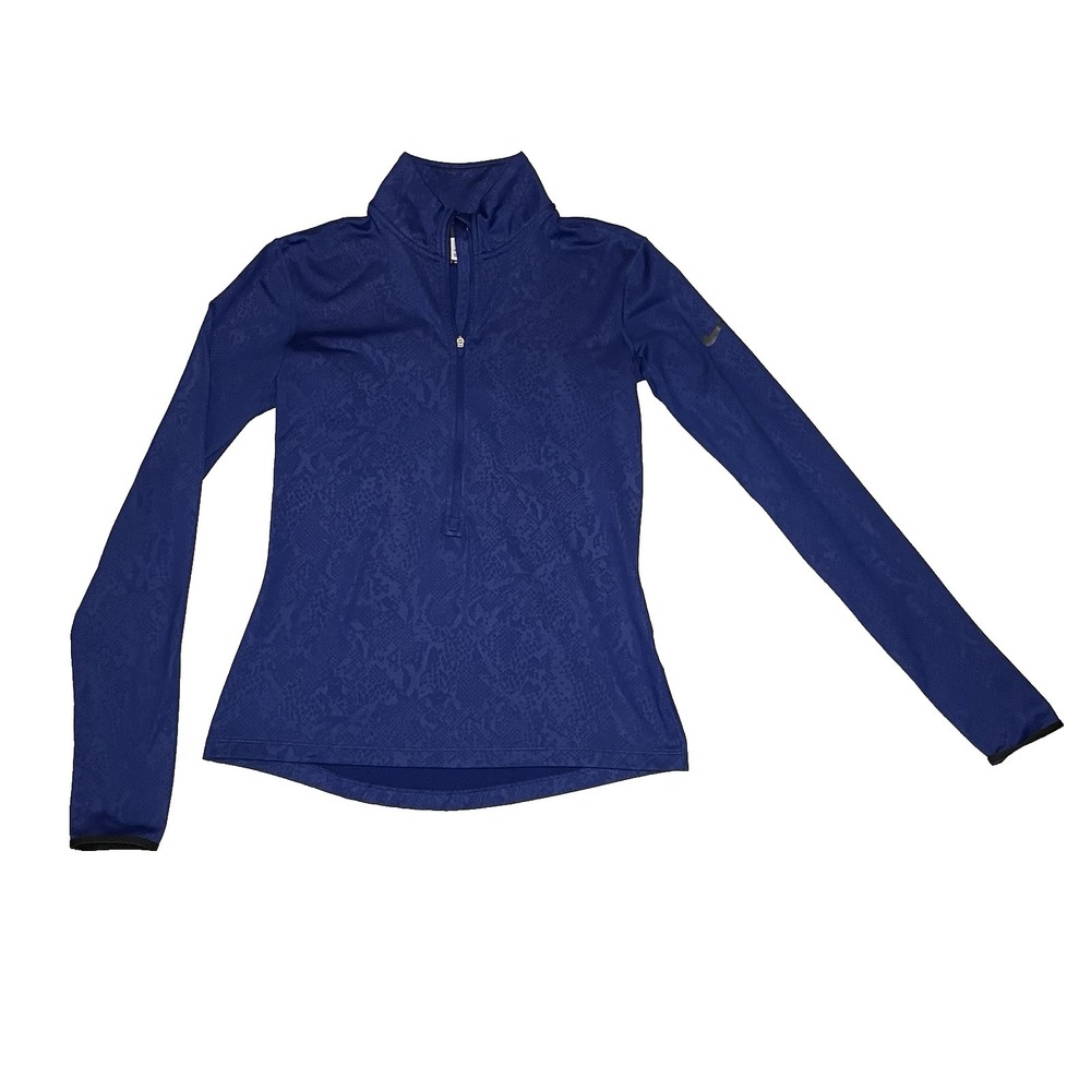 Nike Pro DriFit Hyperwarm 1/2 Zip Textured Snakeskin Pattern Blue Size M